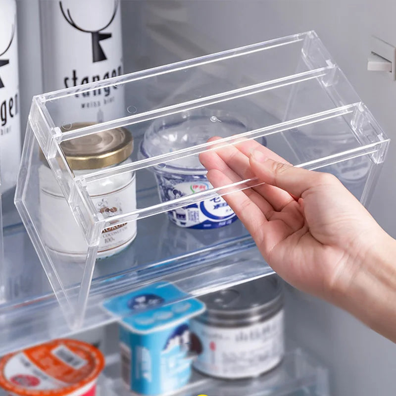 Organisateur de Réfrigérateur Transparent – Étagère de Séparation à Couches, Support de Cuisine Gain de Place