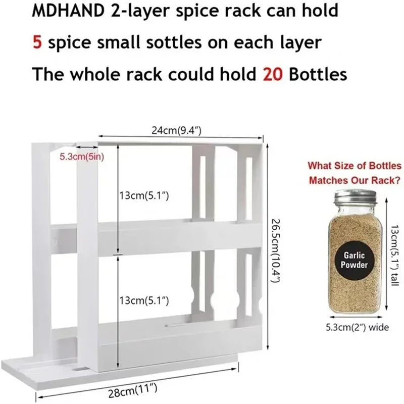 Étagère Rotative Multifonctionnelle pour Épices – Organisateur de Cuisine et Salle de Bain, Support Pivotant Créatif