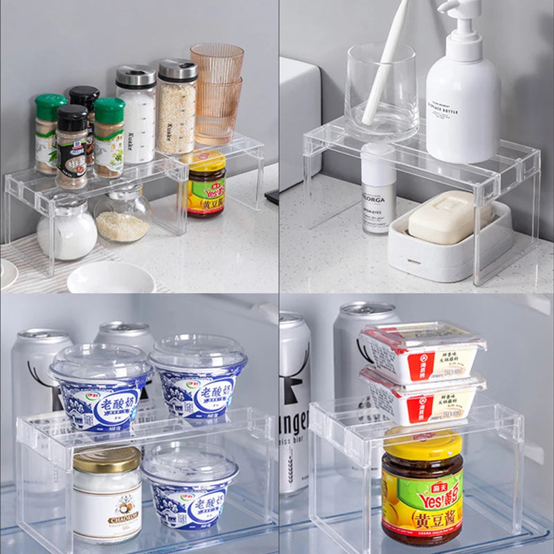 Organisateur de Réfrigérateur Transparent – Étagère de Séparation à Couches, Support de Cuisine Gain de Place