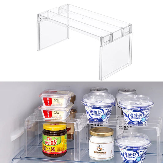 Organisateur de Réfrigérateur Transparent – Étagère de Séparation à Couches, Support de Cuisine Gain de Place